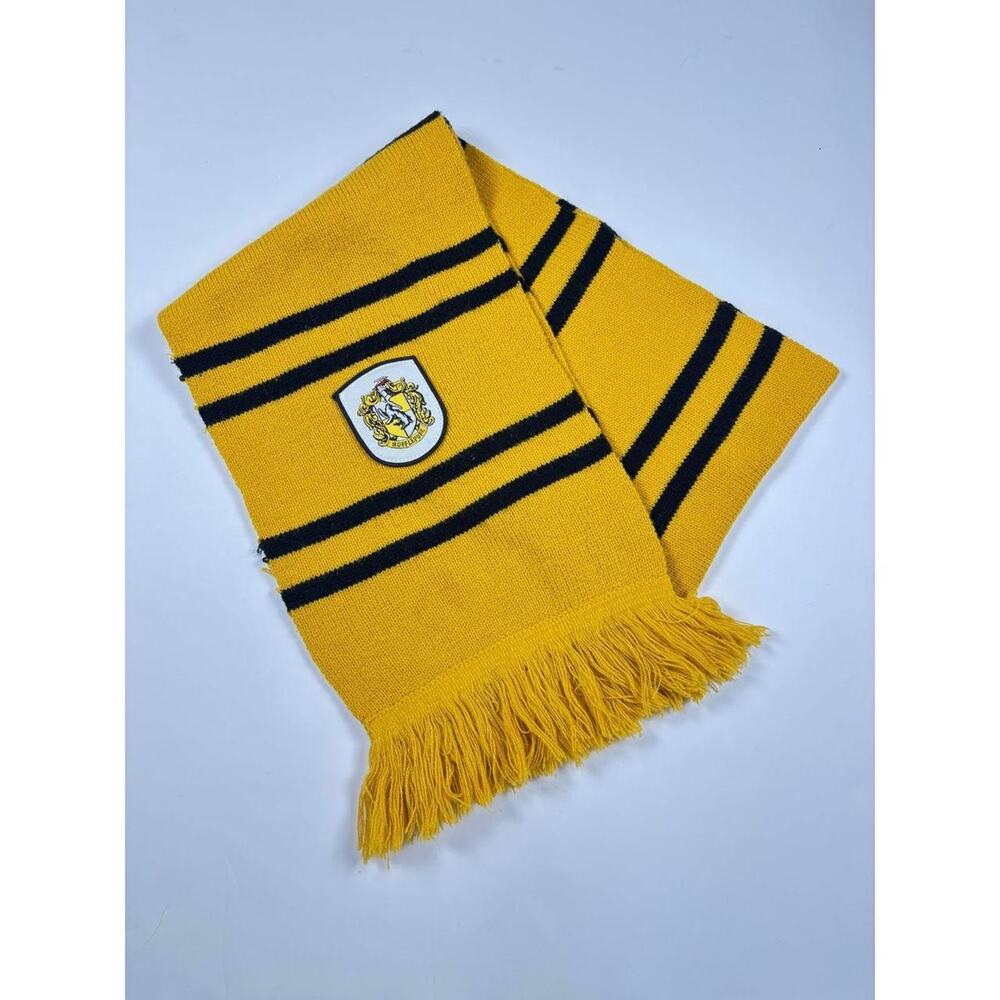 Harry Potter Hufflepuff Scarf‎ Gold Black Knit Crest Wizard Cosplay Fall Winter